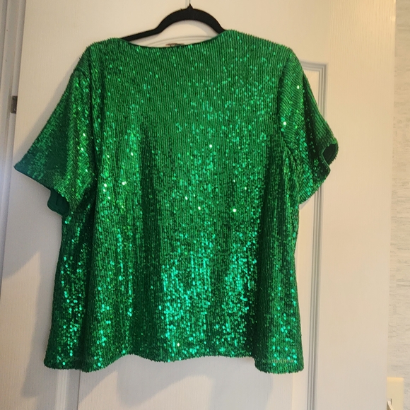 Cato Emerald Sequin Blouse - Picture 3 of 4